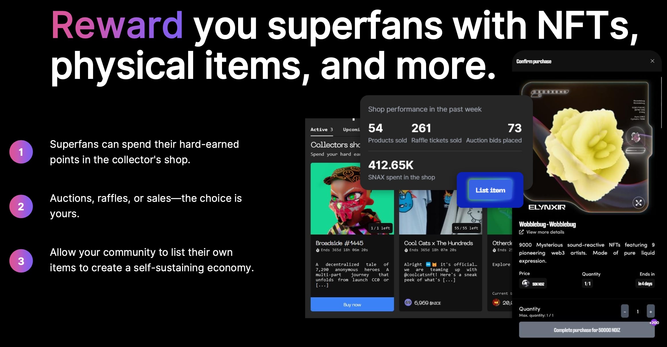 Exchange points for items